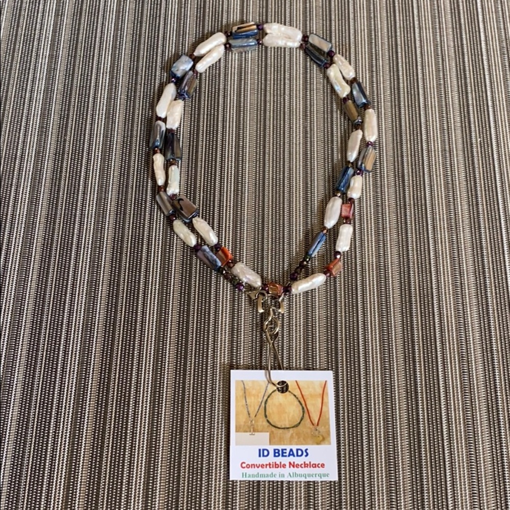 Genuine Biwa Pearls ID Beads Convertible Necklace